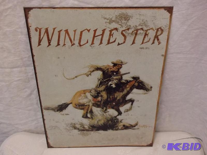 Winchester metal sign measuring 13 12&quot ...