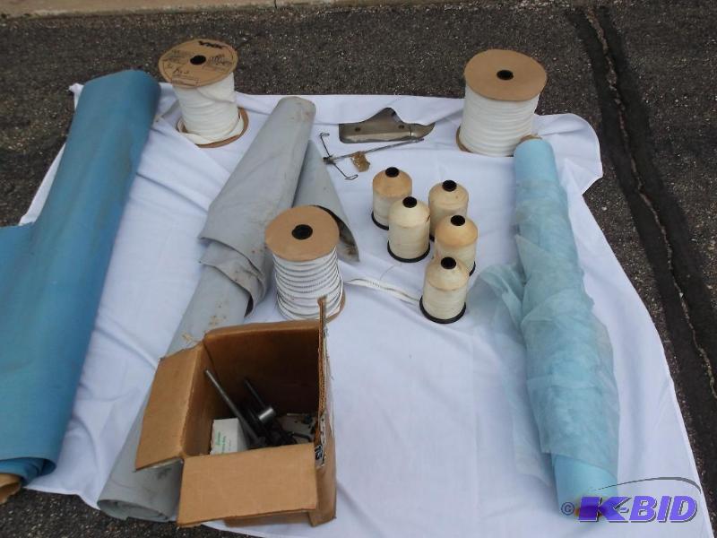 Nice lot with 3 rolls of fabric, 5 spools of ...