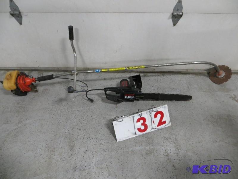 lot 32 image: Remington Chain saw and Stihl Weed Whip. For ...