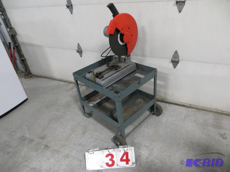 lot 34 image: 14" Cut off Saw on a cart....