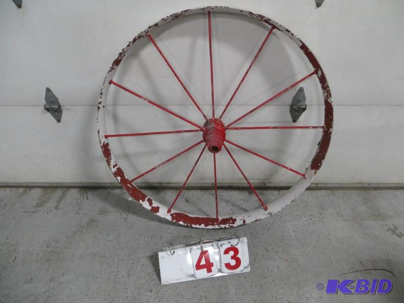 lot 43 image: Antique Metal&nbspWagon Wheel. Large....