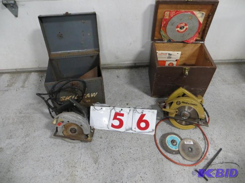 lot 56 image: Lot of 2 Skill Saws with cases and blades....