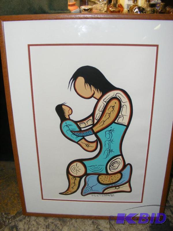 Native American painting signed in native sym...