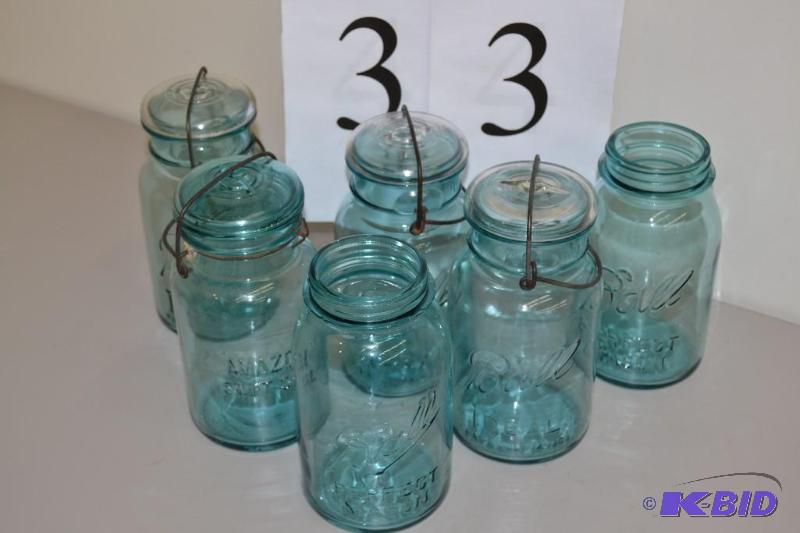 lot 33 image: Blue canning jars