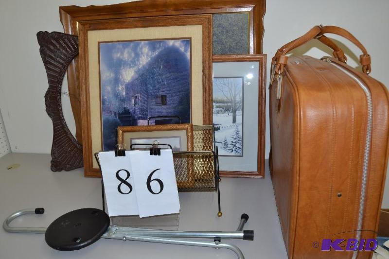 lot 86 image: Picture, frames, luggage