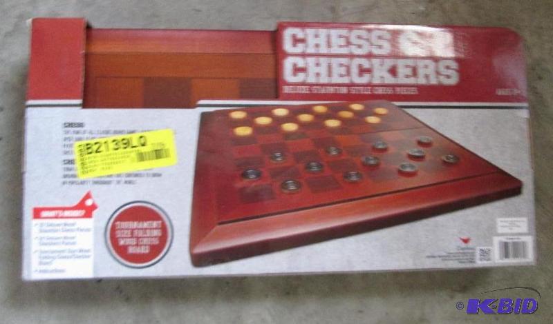 lot 142 image: chess and checkers deluxe stauton style chess...