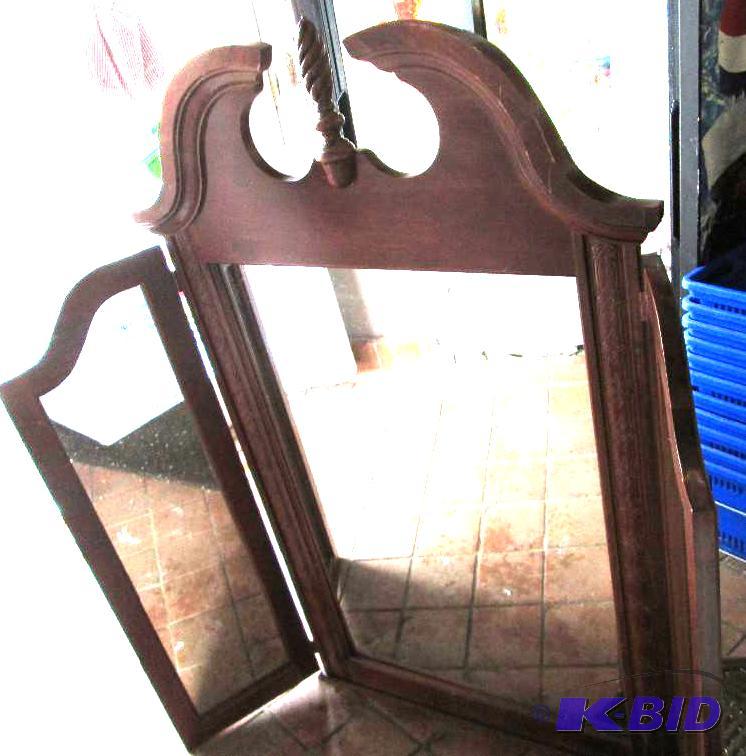 lot 173 image: tri view mirror very nice wood frame...