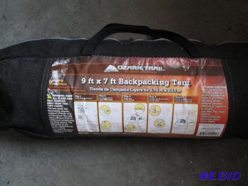 lot 184 image: 9ft x 7ft backpacking tent. ozark brand...