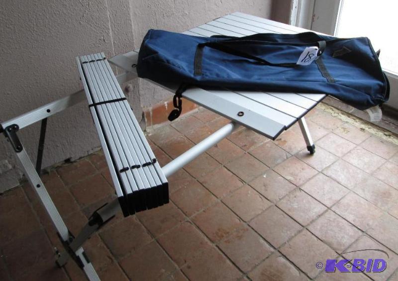 lot 187 image: folding metal frame collapsible table with ex...