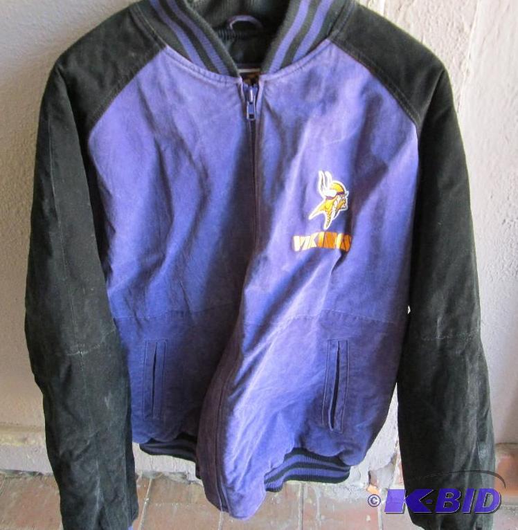 lot 69 image: Leather MN Vikings jacket, L...