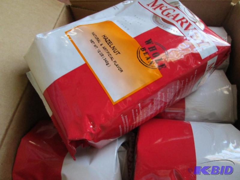 lot 82 image: Case of 6 12 oz bags Hazelnut whole bean coff...