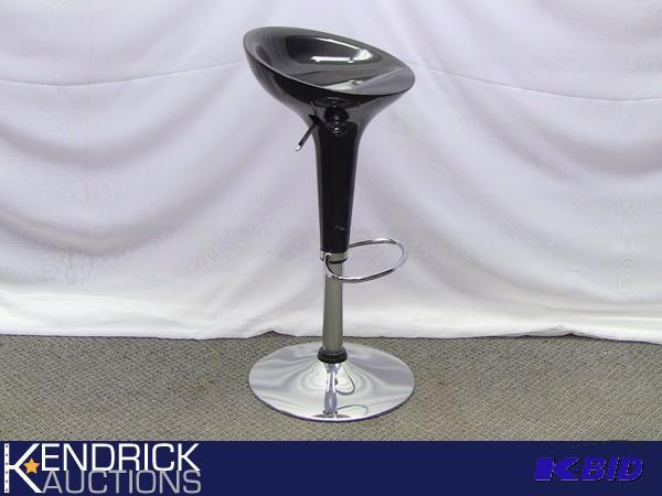 lot 1 image: Art Deco Black Metal Flake Swivel and Pump Up Stool