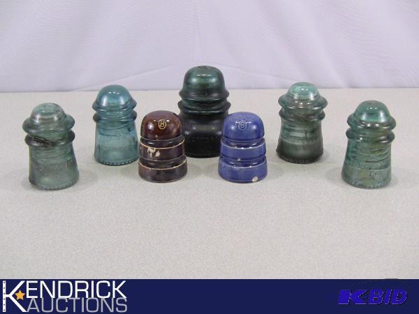 lot 17 image: Lot of 7 Antique Glass, and Ceramic Insulators