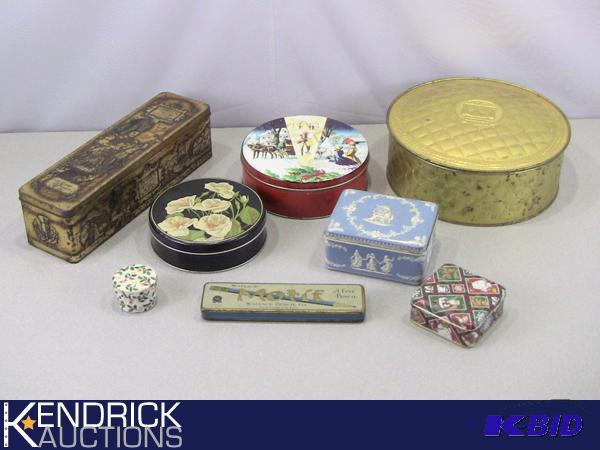 lot 22 image: Lot of 8 Vintage Tin Boxes