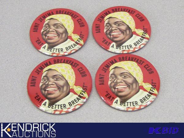 lot 23 image: Lot of 4 Large Vintage Aunt Jemima Breakfast Club Buttons