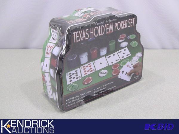 lot 49 image: New in Tin Box Cardinals Professional Texas Hold Em Poker Set