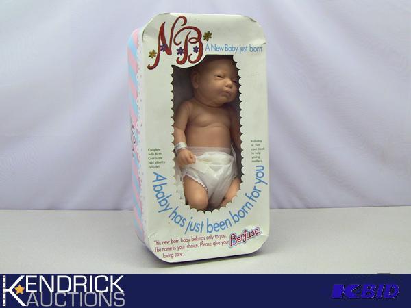 lot 72 image: New in Box Vintage Berjusa New Born Baby Girl Doll