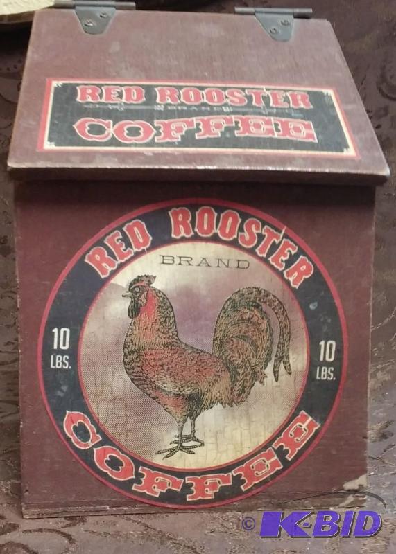 lot 56 image: Wooden Red Rooster hanging holder...