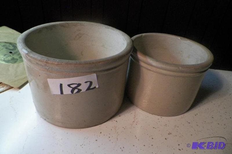 2 Unmarked Butter Crocks