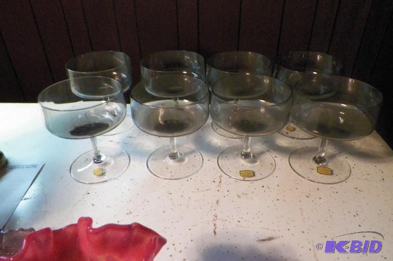 Set of 8 Fine Hand Made Crystal Glasses from Western Germany