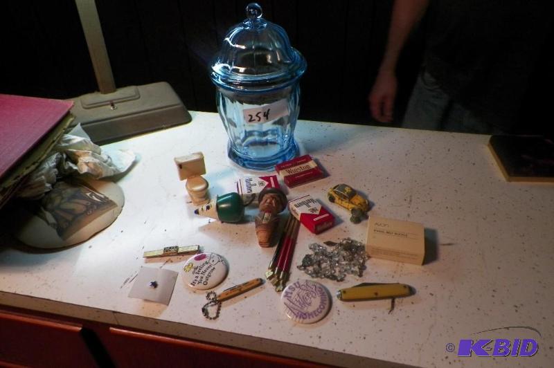 Blue Dish Full of Misc. Small Items