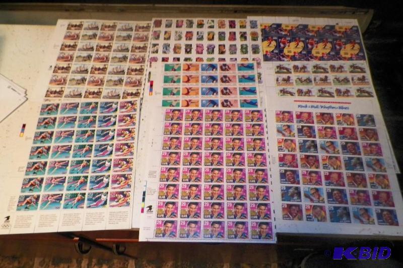 Lot of 8 Full Sheets of 50 29 Cent Stamps including Elvis Stamps