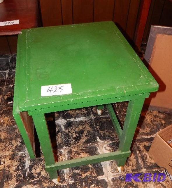 Green Wood Table w fold down leaf