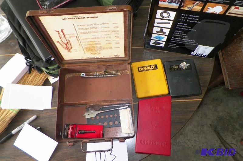 lot 103 image: Old First Aid Kit with Drill Sets