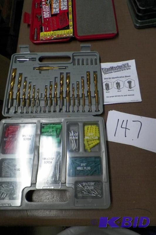 lot 147 image: Titanium Drill Bits, Wall Plugs, & Screws