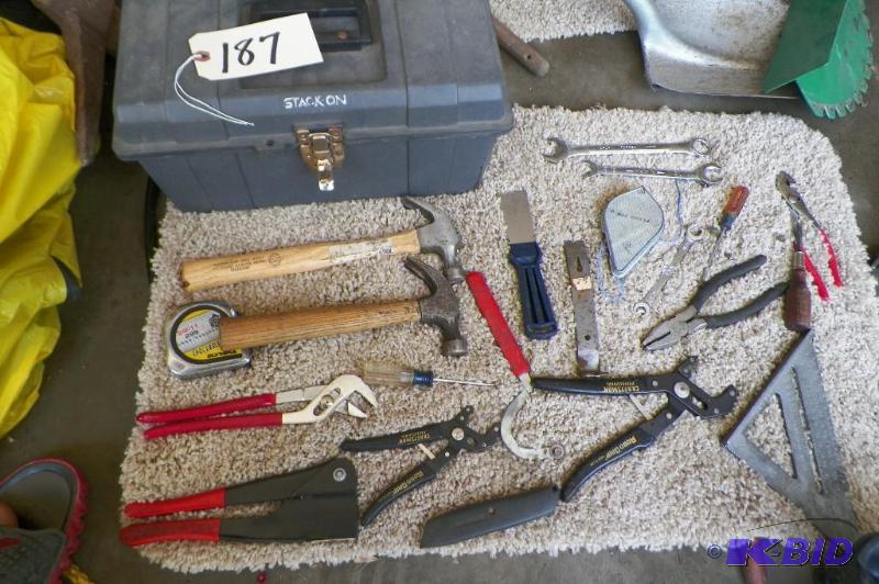 lot 187 image: Stack-On Tool Box with Tools