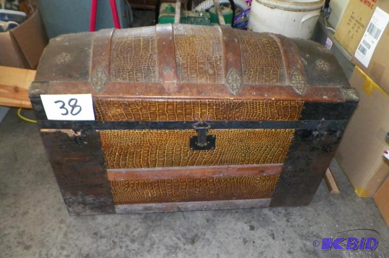 lot 38 image: Antique Round Top Chest
