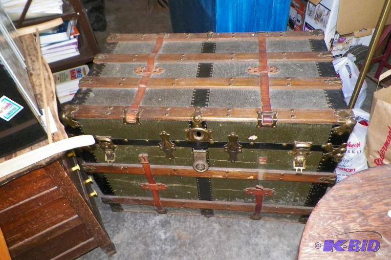 lot 64 image: Antique Flat Top Trunk