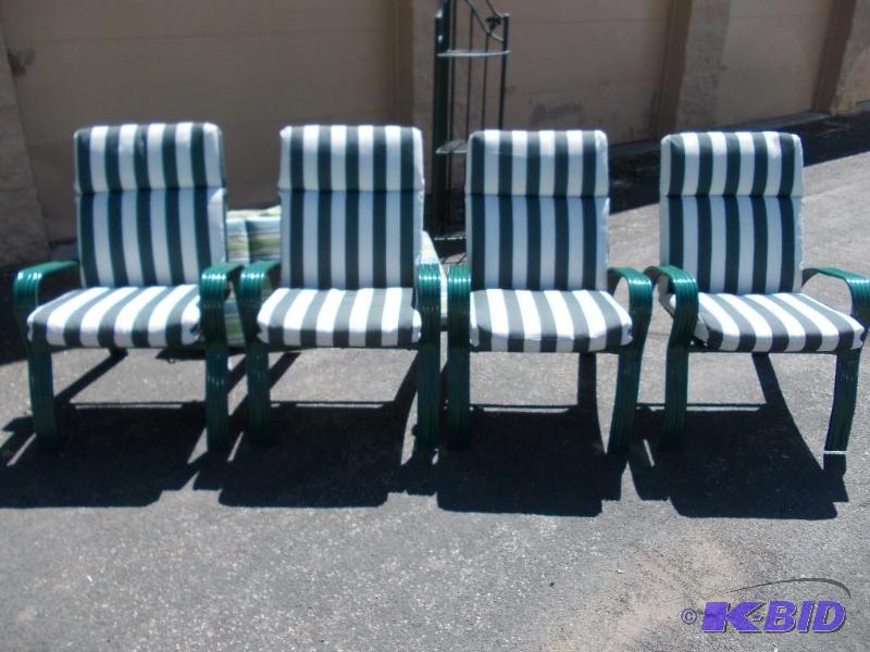 4-Green Patio Chairs With Cushions (Like New)...