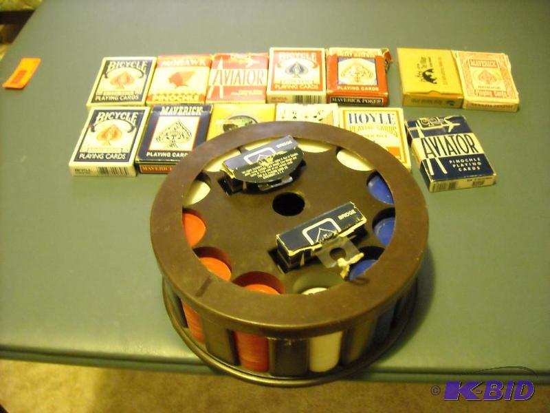 lot 107 image: playing cards and poker chips