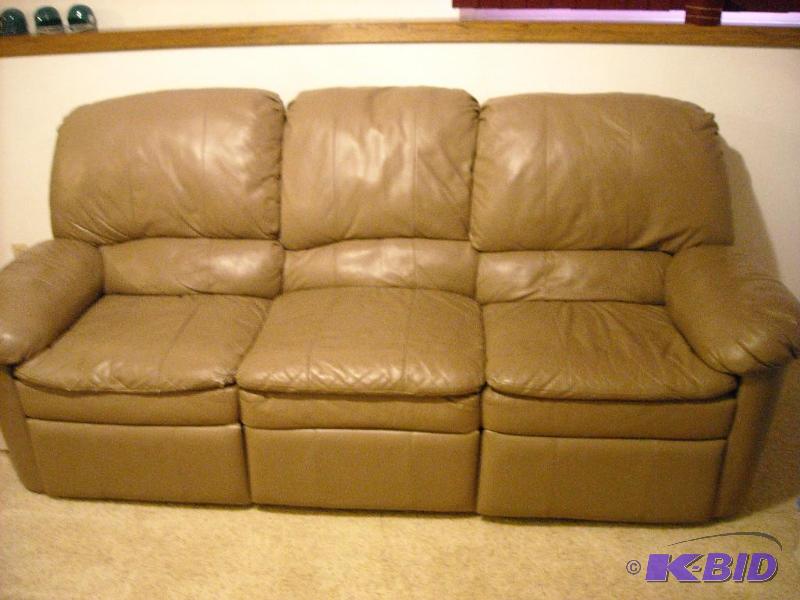 lot 148 image: Leather sofa with 2 recliners