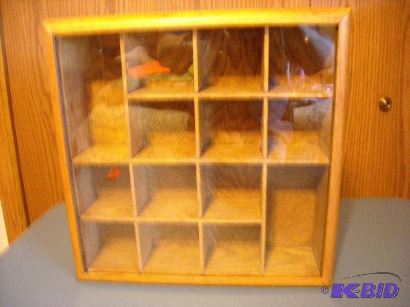 lot 158 image: wood display box w glass front slider