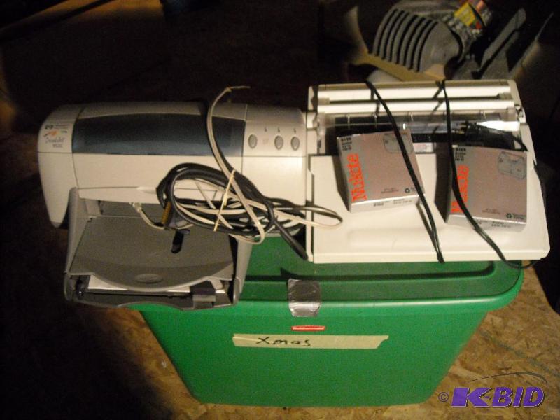 lot 332 image: HP printer, brother electric typewritter with 2 extra ribbons