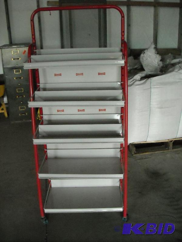 lot 349 image: snack stand on wheels with 5 shelves