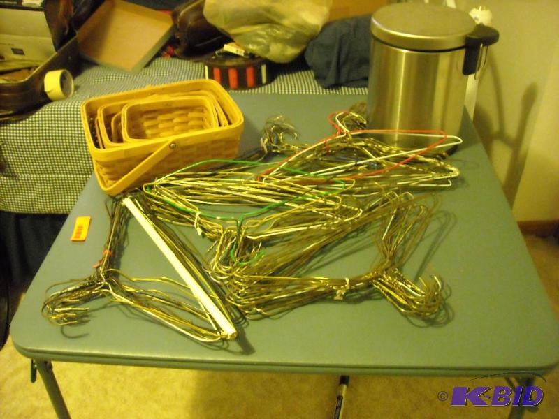 lot 71 image: 99 metal hangers, 3 wooden baskets and metal ...