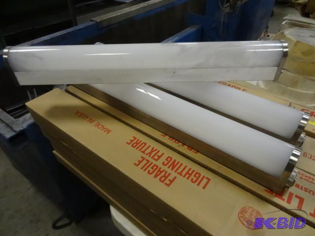 3 outdoor fluorsecent lights. 2 stainless and...