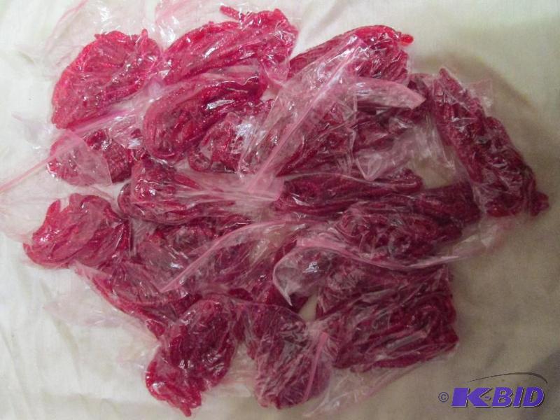 lot 119 image: Lot of 20 bags of 4 jig worms. Red glitter in...