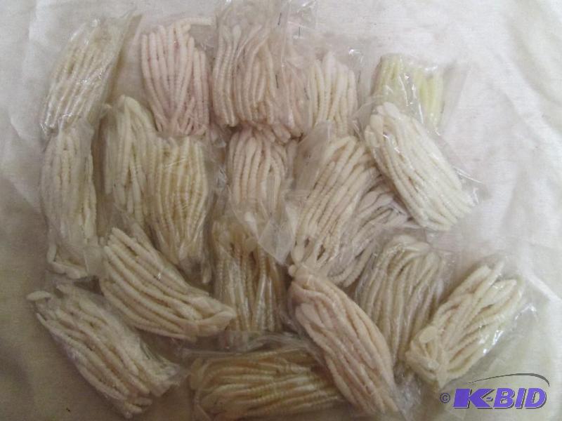 lot 126 image: Lot of 20 bags of 4 jig worms. Pearl white in...