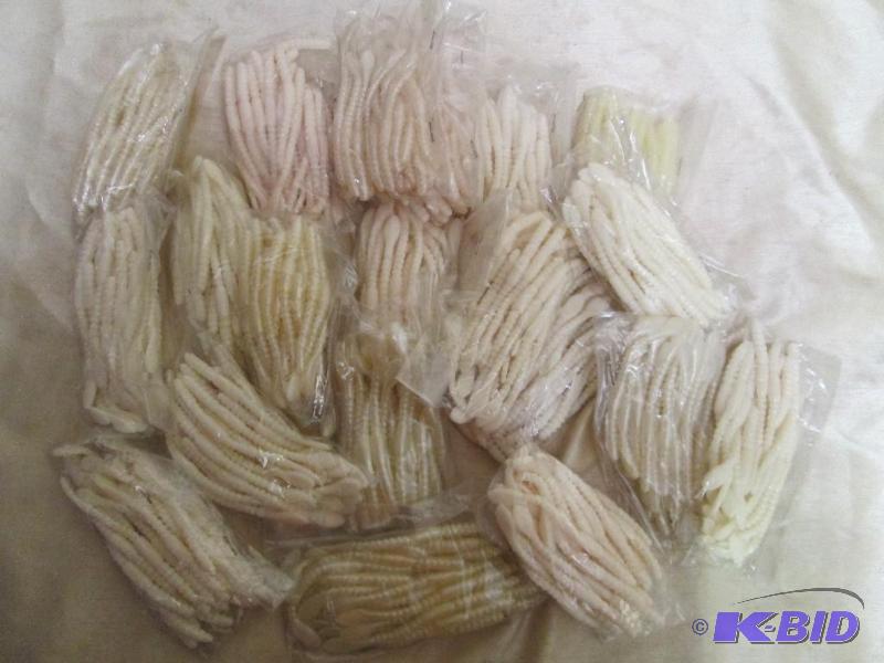 lot 128 image: Lot of 20 bags of 4 jig worms. Pearl white in...