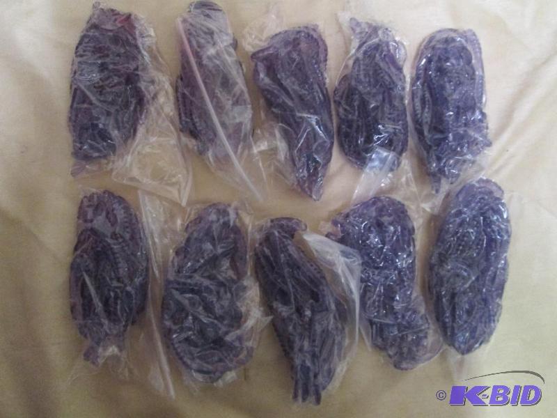 lot 153 image: Lot of 10 bags of 4 jig worms. Purple glitter...