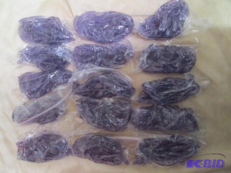 lot 155 image: Lot of 15 bags of 4 jig worms. Purple glitter...