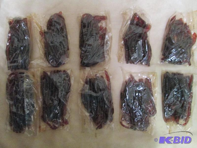 lot 164 image: Lot of 10 bags of 4 jig worms. Motor oil in c...