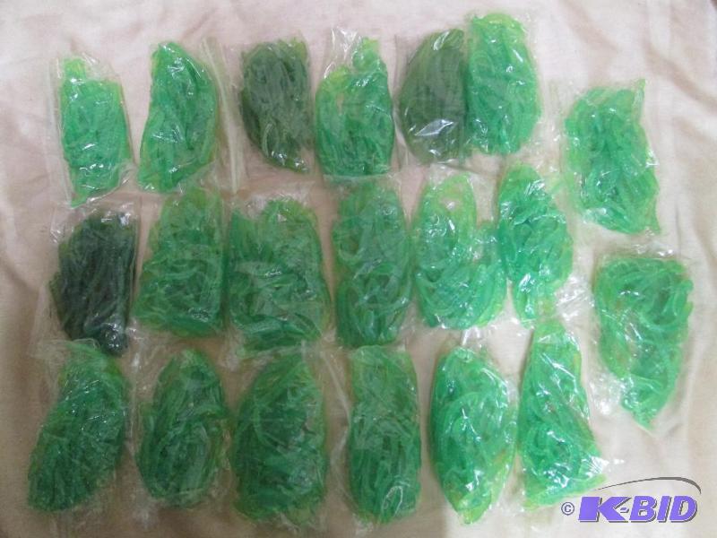 lot 168 image: Lot of 20 bags of 4 jig worms. Green in color...