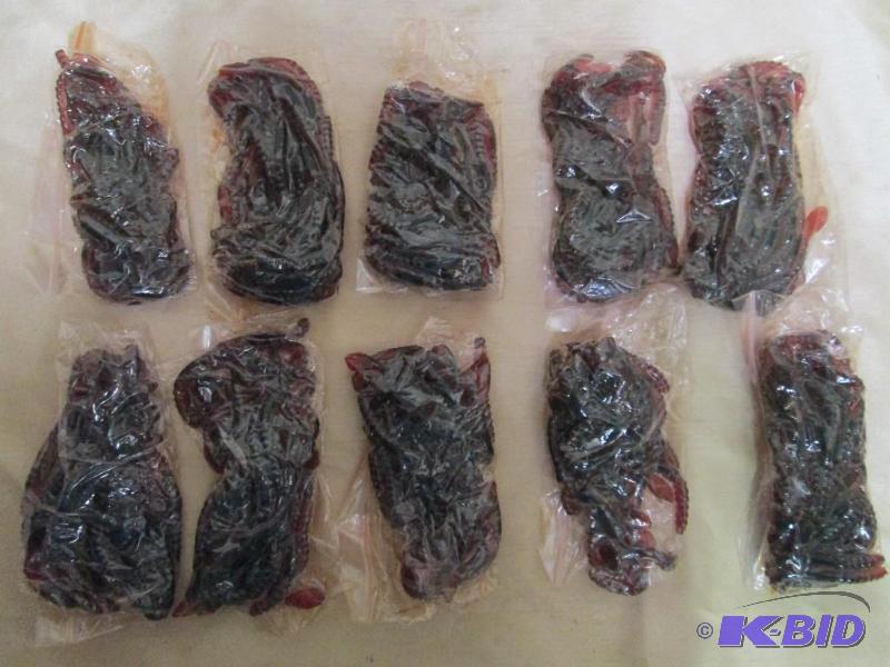 lot 175 image: Lot of 10 bags of 4 jig worms. Motor oil in c...