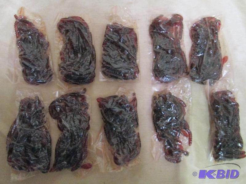lot 176 image: Lot of 10 bags of 4 jig worms. Motor oil in c...