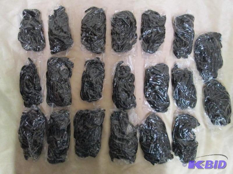 lot 187 image: Lot of 20 bags of 6 jig worms. Black in color...